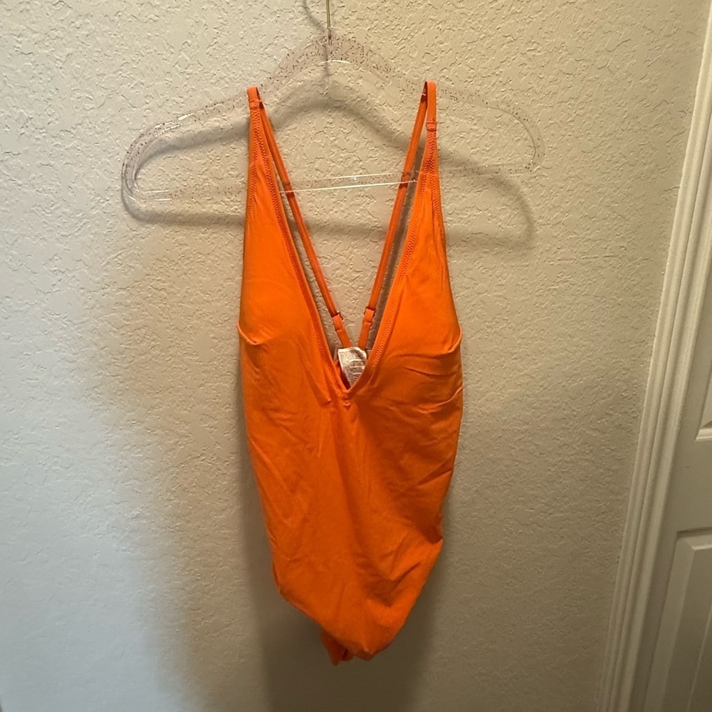 H &M Vibrant Orange One-Piece Swimsuit size 10